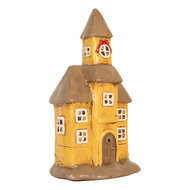 Clayre & Eef | Decoratie Huisje Geel Bruin 23x17x43 cm | 6MG0127
