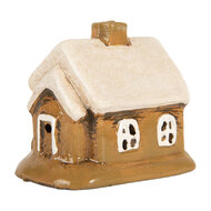 Clayre & Eef | Decoratie Huisje Bruin Beige 9x7x9 cm | 6CE2198