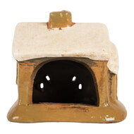 Clayre & Eef | Decoratie Huisje Bruin Beige 9x7x9 cm | 6CE2198