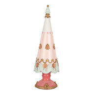 Clayre & Eef | Kerstdecoratie Kerstboom Roze Wit ø 10x30 cm | 6PR5399