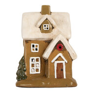 Clayre &amp; Eef   | Decoratie Huisje Bruin Beige 15x12x20 cm | 6CE2200