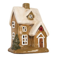 Clayre &amp; Eef   | Decoratie Huisje Bruin Beige 15x12x20 cm | 6CE2200