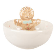 Clayre & Eef | Serveerschaaltje Wit Bruin ø 13x9 cm / 250 ml | 6CE2217