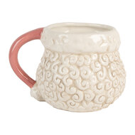 Clayre & Eef | Mok Wit Roze 16x11x10 cm / 550 ml | 6CEMU0201P