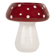Clayre & Eef | Waxinelichthouder Paddenstoel Wit Rood ø 8x9 cm | 6GL5198