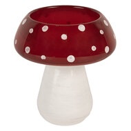 Clayre & Eef | Waxinelichthouder Paddenstoel Wit Rood ø 8x9 cm | 6GL5198