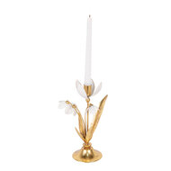Clayre & Eef | Kandelaar Goudkleurig Wit 14x10x25 cm | 6Y5804