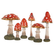 Clayre &amp; Eef   | Decoratie Paddenstoel Rood Wit &oslash; 6x8 cm | 6PR5746