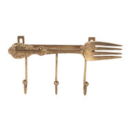 Clayre &amp; Eef   | Wandkapstok 3 haken Goudkleurig 18x4x9 cm | 6Y5897