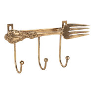 Clayre &amp; Eef   | Wandkapstok 3 haken Goudkleurig 18x4x9 cm | 6Y5897
