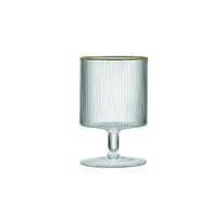 Dekoratief | Set 2 wijnglazen m/gouden rand, transparant, 280ml | A246123