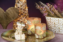 Dekoratief | Serveerbord, goud, glas, 33x33cm | A246125