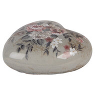 Clayre &amp; Eef   | Decoratie Hart Grijs Roze 11x11x4 cm | 6CE2242L