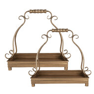 Clayre &amp; Eef   | Serveerschalen Set van 2 Goudkleurig 43x26x41 / 34x21x30 cm | 66284
