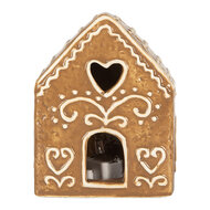 Clayre & Eef | Decoratie Huisje met LED Bruin Wit 8x6x10 cm | 6CE2330