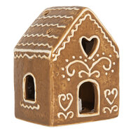 Clayre & Eef | Decoratie Huisje met LED Bruin Wit 8x6x10 cm | 6CE2330