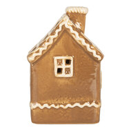 Clayre & Eef | Decoratie Huisje met LED Bruin Wit 7x7x11 cm | 6CE2331
