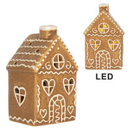 Clayre & Eef | Decoratie Huisje met LED Bruin Wit 7x6x12 cm | 6CE2332
