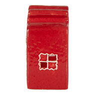 Clayre & Eef | Theelichthouder Kerst Huisje Rood Wit 8x7x13 cm | 6CE2336