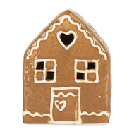 Clayre & Eef | Decoratie Huisje met LED Bruin Wit 8x6x10 cm | 6CE2337