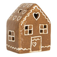 Clayre & Eef | Decoratie Huisje met LED Bruin Wit 8x6x10 cm | 6CE2337