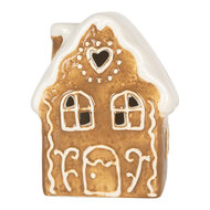 Clayre &amp; Eef   | Decoratie Huisje met LED Bruin Wit 8x6x11 cm | 6CE2339