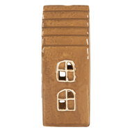 Clayre & Eef | Theelichthouder Kerst Huisje Bruin Wit 8x7x16 cm | 6CE2341