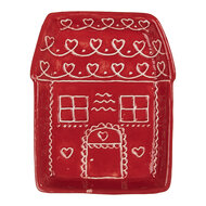 Clayre &amp; Eef   | Servies Ontbijtbord Rood Wit 15x19x3 cm | 6CE2345