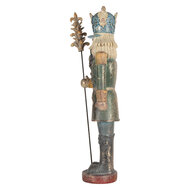 Clayre &amp; Eef   | Kerstdecoratie Notenkraker Blauw Groen 13x13x38 cm | 6PR5759