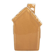 Clayre &amp; Eef   | Decoratie Huisje met LED Bruin Wit 8x8x12 cm | 6CE2349