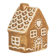 Clayre & Eef | Decoratie Huisje Bruin Wit 6x4x7 cm | 6CE2351
