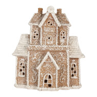 Clayre &amp; Eef   | Decoratie Huis met LED Bruin Wit 18x9x20 cm | 6PR5805
