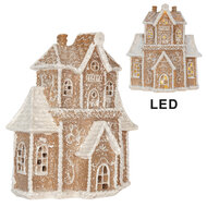 Clayre &amp; Eef   | Decoratie Huis met LED Bruin Wit 18x9x20 cm | 6PR5805