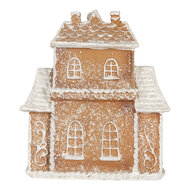 Clayre &amp; Eef   | Decoratie Huis met LED Bruin Wit 18x9x20 cm | 6PR5805