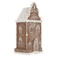 Clayre &amp; Eef   | Decoratie Huis met LED Bruin Wit 17x15x35 cm | 6PR5806