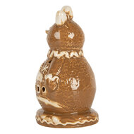 Clayre & Eef | Kerstdecoratie Sneeuwpop Bruin Wit 9x7x13 cm | 6CE2354