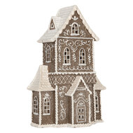 Clayre &amp; Eef   | Decoratie Huis met LED Bruin Wit 23x11x33 cm | 6PR5807