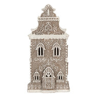 Clayre &amp; Eef   | Decoratie Huis met LED Bruin Wit 17x15x35 cm | 6PR5808