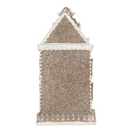 Clayre &amp; Eef   | Decoratie Huis met LED Bruin Wit 17x15x35 cm | 6PR5808