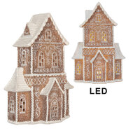 Clayre &amp; Eef   | Decoratie Huis met LED Bruin Wit 16x8x23 cm | 6PR5809