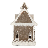 Clayre &amp; Eef   | Decoratie Huis met LED Bruin Wit 13x12x20 cm | 6PR5810
