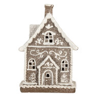 Clayre &amp; Eef   | Decoratie Huis met LED Bruin Wit 16x10x23 cm | 6PR5811