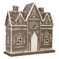 Clayre &amp; Eef   | Decoratie Huis met LED Bruin Wit 26x10x25 cm | 6PR5814