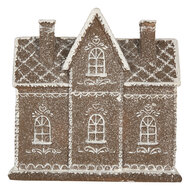 Clayre &amp; Eef   | Decoratie Huis met LED Bruin Wit 26x10x25 cm | 6PR5814