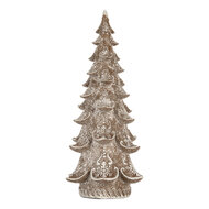 Clayre &amp; Eef   | Kerstdecoratie Kerstboom Bruin Wit 14x14x30 cm | 6PR5817