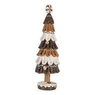 Clayre &amp; Eef   | Kerstdecoratie Kerstboom Bruin Wit &oslash; 12x39 cm | 6PR5819