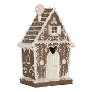 Clayre &amp; Eef   | Decoratie Huis met LED Bruin Wit 14x9x21 cm | 6PR5820