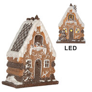 Clayre &amp; Eef   | Decoratie Huis met LED Bruin Wit 15x8x19 cm | 6PR5823