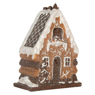Clayre &amp; Eef   | Decoratie Huis met LED Bruin Wit 15x8x19 cm | 6PR5823