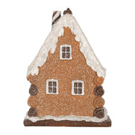 Clayre &amp; Eef   | Decoratie Huis met LED Bruin Wit 15x8x19 cm | 6PR5823